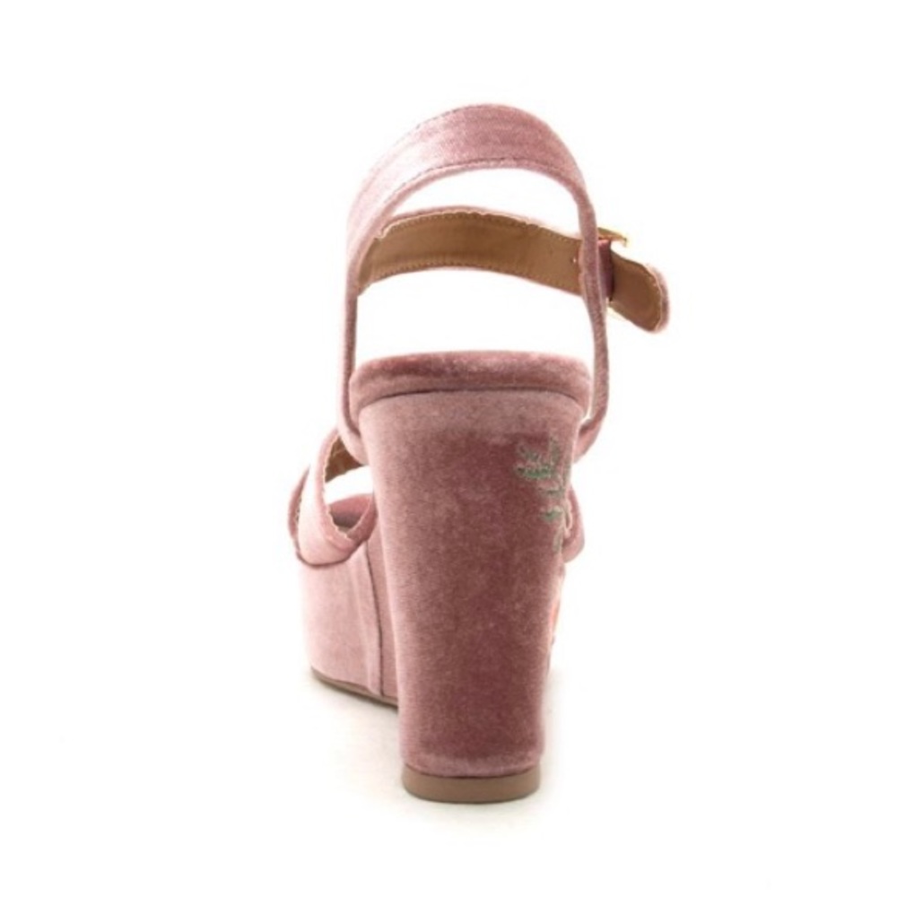 velvet floral platform sandals - Picture 4 of 5